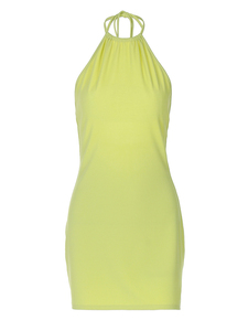 Vestido Casual de Fiesta para Mujer, Personalizable, Sexy, de Cintura Baja, Transpirable, Teñido, de Verano, con Espalda Descubierta y Cuello Halter, Ajustado al Cuerpo - Product Image 6