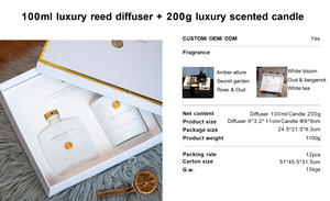 Coffret cadeau d'assainisseur d'air pour hôtel, <span class=keywords><strong>bougie</strong></span> parfumée de luxe en cire de soja en verre, bâtonnet de <span class=keywords><strong>bougie</strong></span>, diffuseur de parfum à l'huile essentielle, aromathérapie, vacances - Product Image 4