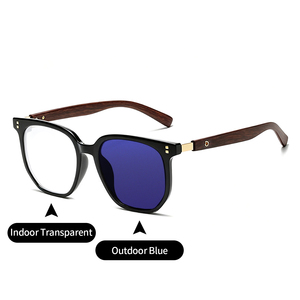 Lunettes carrées de grande taille, verres photochromiques pour hommes, lunettes de soleil, lunettes anti-lumière bleue, lunettes anti-UV400 anti-reflet pour femmes - Product Image 2