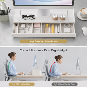 Support d'écran ergonomique avec éclairage LED, tiroir de rangement, boîte pour figurines, organisateur de bureau pour étudiants et professionnels, vente en gros OEM - Product Image 2