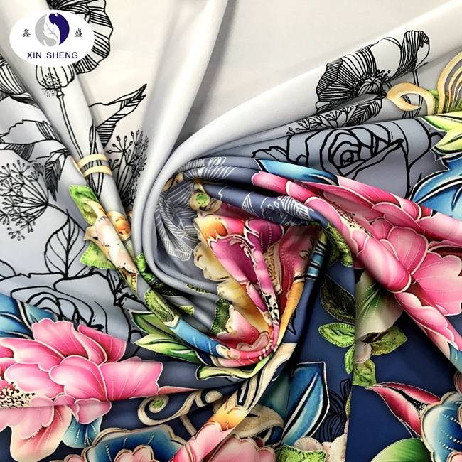 100% полиэстер, мягкая эластичная шелковая атласная ткань с цифровым модным дизайном