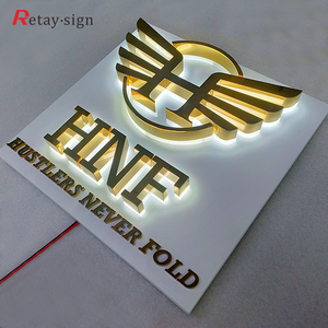 Tùy chỉnh kinh doanh dấu hiệu 3D Acrylic logo vàng 3D <span class=keywords><strong>LED</strong></span> dấu hiệu cao cấp cửa hàng trang trí logo Backlit chữ - Product Image 6