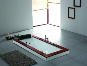 Baignoire acrylique encastrable Whirlpool avec massage par air et cascade, hydrothérapie, <span class=keywords><strong>spa</strong></span> japonais chauffé pour intérieur/extérieur - Product Image 4