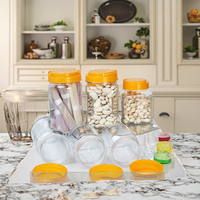 Pot en plastique PET avec poignée antique, grande capacité de 1000 ml avec bouchon à vis pour farine, miel, poudre, kimchi fermenté
