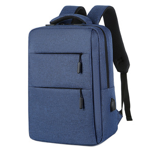 Laptop <b>Backpack</b> <b>Men</b> Large Capacity Business Travel With Usb Charging Port Solid Color Blue Casual Style For Work And School - Product Image 1