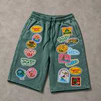 Shorts de basketball personnalisés avec logo brodé, effet vieilli et délavé, en coton French Terry, bords bruts, pour hommes