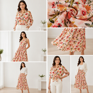 Tissu imprimé bio 100 % <span class=keywords><strong>lin</strong></span> tissé, motif petites fleurs sur fond rose, pour robes, chemises et vêtements unis pour femmes, filles et garçons - Product Image 1