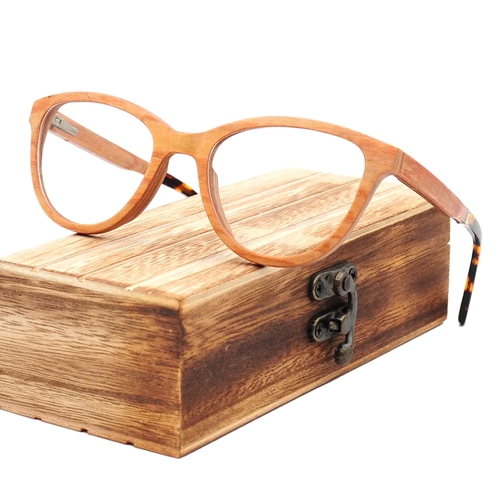 Прямая поставка с завода, деревянные очки с голубыми линзами из шпона, переработанные экологически чистые дешевые очки от китайского производителя