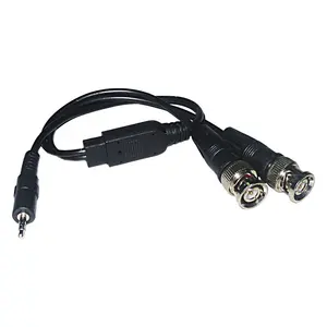 DC 3.5mm male Plug 1 in 2 BNC male connector cable for HD Camera CCTV DVR system