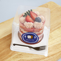 Boîte d'emballage alimentaire en plastique PET jetable pour mini-gâteau rond, mousse, pain et pâtisserie avec taille personnalisable et cuillère