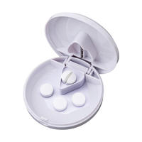 Découpe-comprimés portable personnalisé avec logo, boîte de rangement ronde en plastique pour médicaments, idéal pour les cadeaux promotionnels