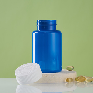 Bouteilles en plastique bleu mat de qualité supérieure de 5 oz avec bouchons côtelés blancs, flacon en plastique PET givré coloré pour pilules et compléments alimentaires - Product Image 5