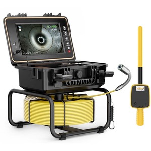 Caméra d'inspection de canalisations et de tuyaux avec écran 9 pouces, localisateur 512 Hz, caméra endoscopique auto-nivelante 1080P, DVR vidéo 32 Go, 30 m (100 pieds) - Product Image 1