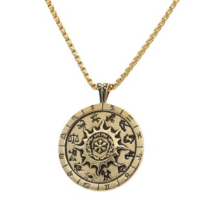Yunnique-collar con colgante del zodiaco de acero inoxidable para hombre, diseño del sol con doce constelaciones, joyería de moda 280494 - Product Image 5