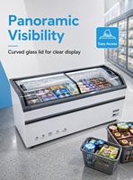 Congélateur vitrine commercial à dessus en verre incurvé pour crèmes glacées et aliments surgelés