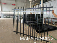 Panel Pagar Baja Galvanis Spear Top, Tahan Karat, Tugas Berat, Keamanan Taman Luar Ruangan, Hitam Powder Coating, 6x8Ft
