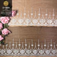 Dentelle en coton bicolore de 24 cm avec fil doré et broderie abricot, garnitures pour jupes de style victorien