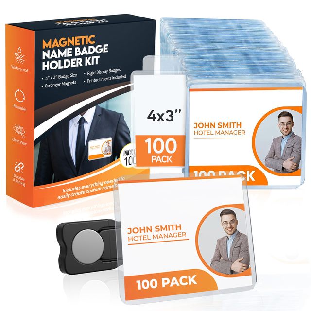 Haoran ID Badge Holder Customizable Magnetic Name Tags Magnetic Name Badge Holders for Office Conventions School Events