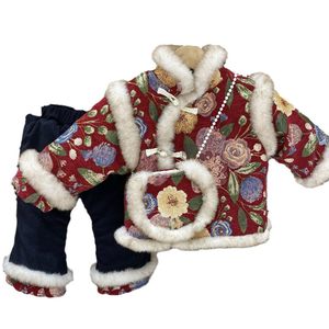 Girl's New Year Outfit Winter Thickened Chinese Style Two Piece Set For Baby Girls - Product Image 5