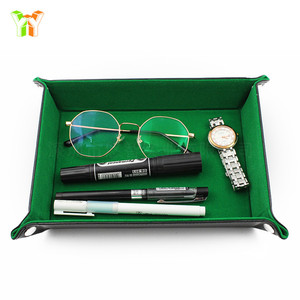 PU leather desktop <b>storage</b> tray, creative <b>folding</b> tray, key tray, velvet-lined <b>storage</b> <b>box</b> - Product Image 4