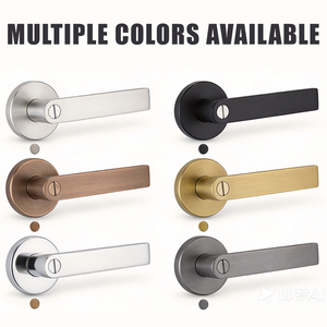 Tianyi Juego de herrajes modernos de acero inoxidable cepillado para baño, con manija de puerta, cerradura de palanca, rozeta redonda y cerradura de moneda, para puertas de madera - Product Image 2