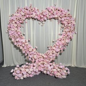 Y-HFA140 Arco de flores en forma de corazón rosa para bodas, decoración de arco de flores artificiales de seda de 8 pies x 8 pies. - Product Image 1