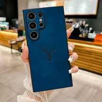 Étui de téléphone portable en cuir PU à motif d'élan de luxe pour Samsung S26 Ultra S25 Plus S24 S23 A16 A26 A36 A56 A15 A35 A55