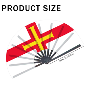 Abanicos Plegables de Bambú con la Bandera de Guernsey al por Mayor, Abanico de Mano para Carnaval, Boda, Festival, Fiesta, Agencia de Viajes - Product Image 2