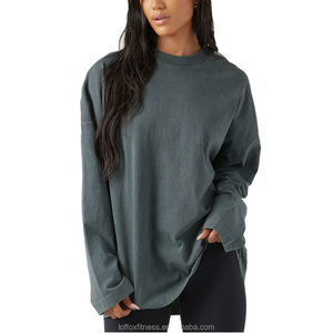 Camiseta Básica de Manga Larga para Mujer, Transpirable, Ecológica, de Poliéster Comprimido, Tejido de Punto, Color Sólido, Estilo Casual, para Todas las Temporadas - Product Image 1