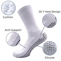 Chaussettes de Sport Adhérentes Antidérapantes de Haute Qualité à Conception Gratuite avec Logo Personnalisé, Chaussettes de Football Antidérapantes Mi-Mollet avec Semelle en Silicone