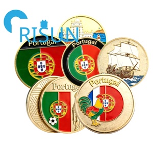 Pièces de monnaie portugaises européennes personnalisées en métal émaillé 3D, souvenirs royaux de la base aérienne de Lajes, Portugal, pour la vente en gros - Product Image 1
