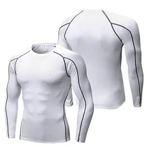 Usine de gros nouveaux hommes élastique compression gym fitness t-shirt conception personnalisée logo graphique couleur tissu t-shirts