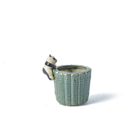 Pot Bunga Porselen Berlapis Tekstur Anyaman Gaya Rotan Vintage Ramah Lingkungan Dekorasi Taman Rustic