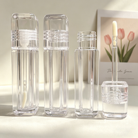 Nouveau tube de brillant à lèvres carré rond transparent de luxe en PETG, étiquetage personnalisé, conteneur vide de 5 ml pour blush, emballage