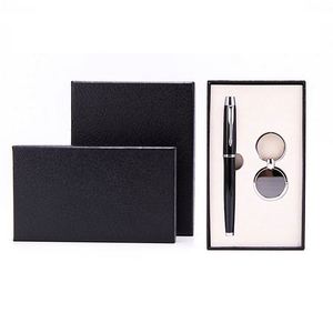 Ensemble cadeau de porte-clés de luxe 2 pièces, porte-clés en cuir et stylo en métal 2 en 1, coffret cadeau avec logo - Product Image 6