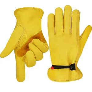 Gants en cuir véritable pour hommes, gants en cuir de vache pour conducteur de cyclisme