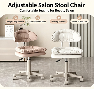 <b>Adjustable</b> Swivel Salon <b>Stool</b> Chair With Wheels Soft Padded Cushion Height <b>Adjustable</b> Rolling Beauty <b>Stool</b> For Nail Salon Spa - Product Image 1