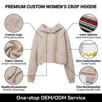Hoodie Rajut Pendek Oversize Custom Bordir Acid Wash Wanita 100% Katun Bernapas Ramah Lingkungan