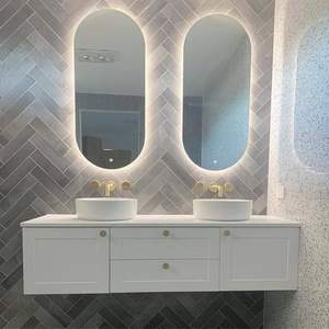 Hangzhou <strong>Ready</strong> <strong>Made</strong> White Modern Style Mirror MDF PVC <strong>Bathroom</strong> Cabinet Floating Vanity - Product Image 3