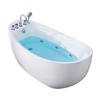 Baignoire autoportante moderne en acrylique avec fonction massage (bain à remous à air) 4 jets, forme ovale, longueur 1,8 m, pour usage intérieur, avec drain