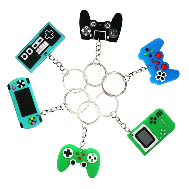 PVC Neue Schlüssel anhänger Individuelle Spiel maschine Schlüssel ring Mini Cartoon Gamepad Joystick fit Junge Schult asche Schmuck Geburtstags geschenke