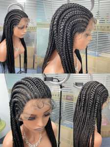 Peluca trenzada de encaje sintético para mujeres negras y blancas, 30 pulgadas, barata, lista para enviar - Product Image 5