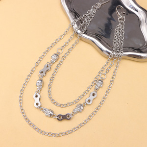 โซ่คาดเอวหลายชั้น จี้รูปหัวกะโหลกโลหะ สไตล์ฮิปฮอป พังก์ แฟชั่นสตรีทสำหรับผู้ชาย เครื่องประดับโลหะผสมสังกะสี สำหรับงานปาร์ตี้ - Product Image 4