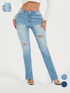 Pantalones Vaqueros Rotos para Mujer, Estilo Europeo, Ajustados, a la Moda, Sexys, Elegantes, Retro, con Logotipo Personalizable, Venta al Por Mayor, Nueva Llegada - Product Image 1
