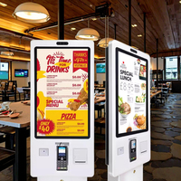 Kiosque de commande et de paiement en libre-service pour restauration rapide avec écran tactile 24-32 pouces et imprimante de tickets, sur pied