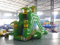 Toboggan aquatique gonflable Jungle Palm Tree 6,3x2x3,4m en PVC, toboggan aquatique gonflable commercial avec piscine à jets d'eau pour enfants