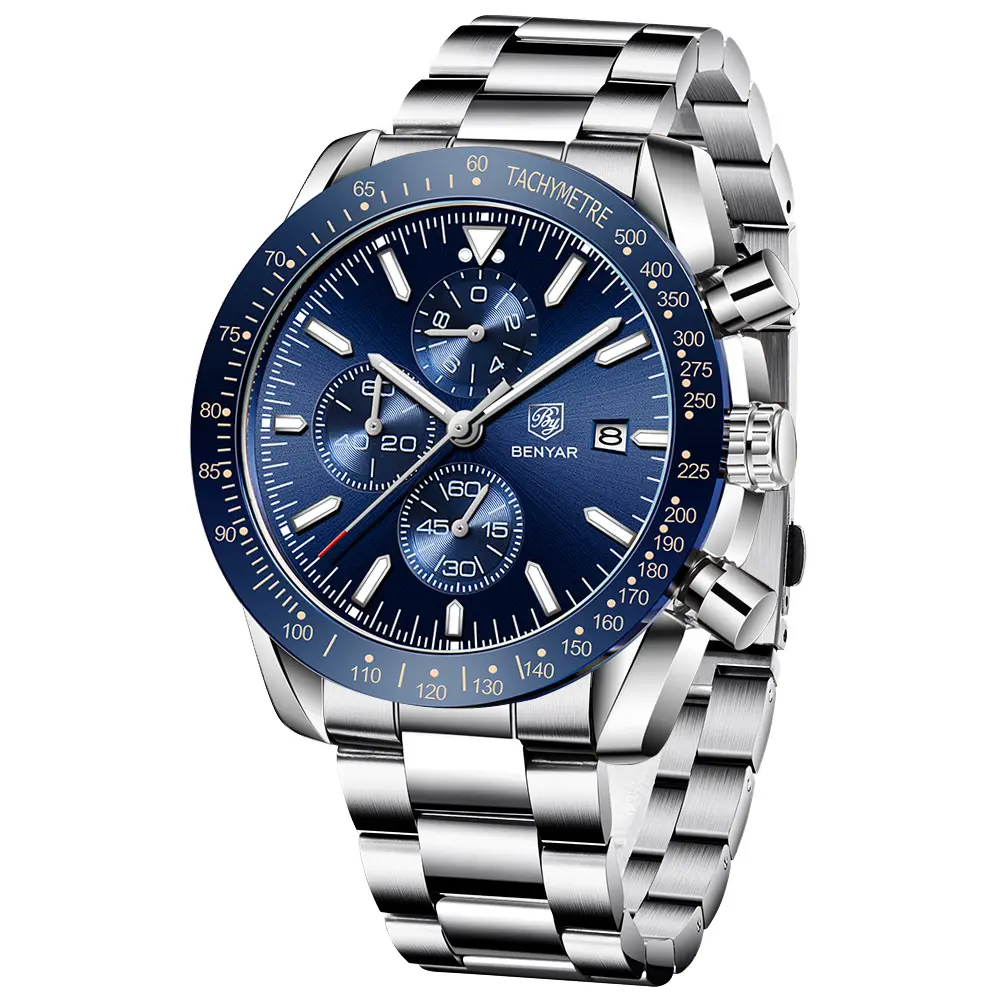 व्यापार शैली स्टेनलेस स्टील क्वार्ट्ज घड़ियों ऑटो तिथि लोकप्रिय दूसरा डिस्क घड़ी लक्जरी पुरुषों की घड़ी