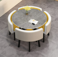 Bar extérieur pour la maison utilisation par l'hôtel de luxe en acier durable salle à manger moderne lieu d'économie ensemble de meubles table basse en bois massif 4 chaises