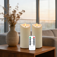 Lot de 2 bougies LED sans flamme ivoire avec télécommande et minuterie, alimentées par piles, en plastique à bord ondulé pour la décoration intérieure, les fêtes et les décorations de vacances