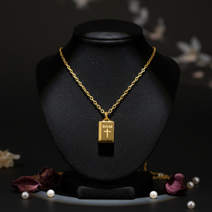 Collier <span class=keywords><strong>Livre</strong></span> Unisexe en Acier Titane Plaqué Or 18K Style Européen et Américain, Pendentif Simple, Tendance et Luxe Léger - Product Image 3